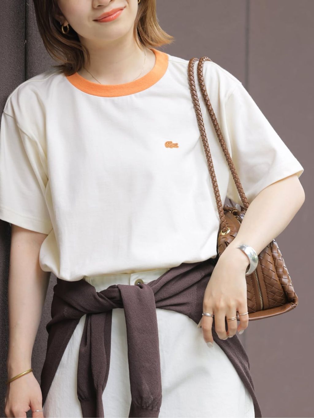 追加》別注【LACOSTE/ラコステ】リンガーTシャツのコーディネート