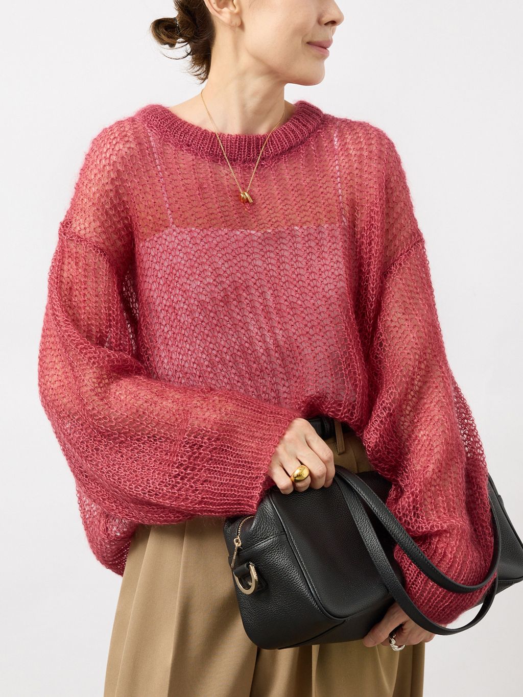 予約》Airy Silk Wool Blend ニットのコーディネートスナップ（VERMEIL