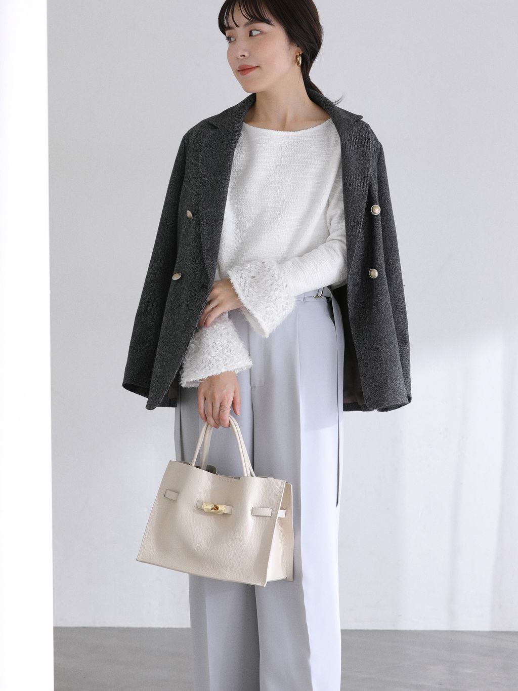 洗える】ジャガードスリーブプルオーバーのコーディネートスナップ