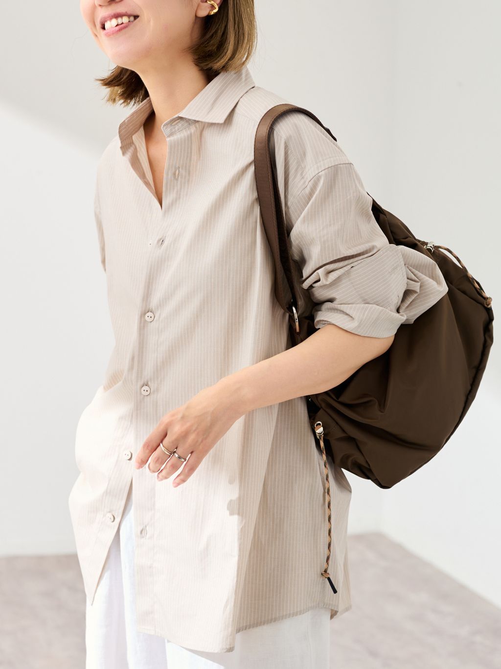 BASERANGE/ベースレンジ CLAUDE SHIRT(ベージュ)のコーディネート