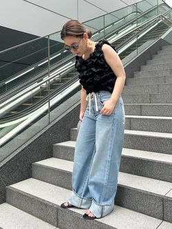 ラフシャーリングコンパクトブラウスのコーディネートスナップ（Rika 