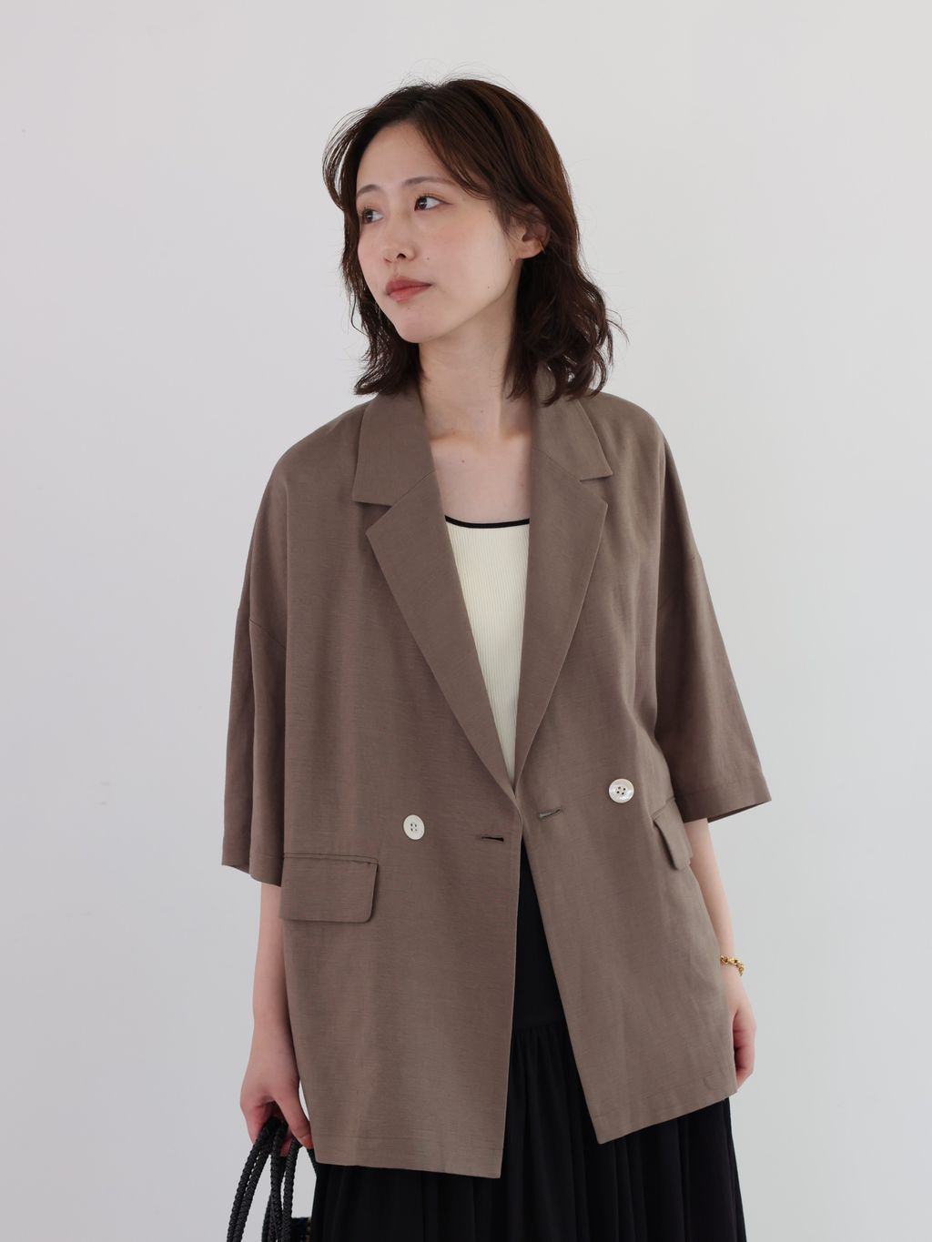 WEB限定/追加》リネンレーヨンハーフスリーブジャケットの 