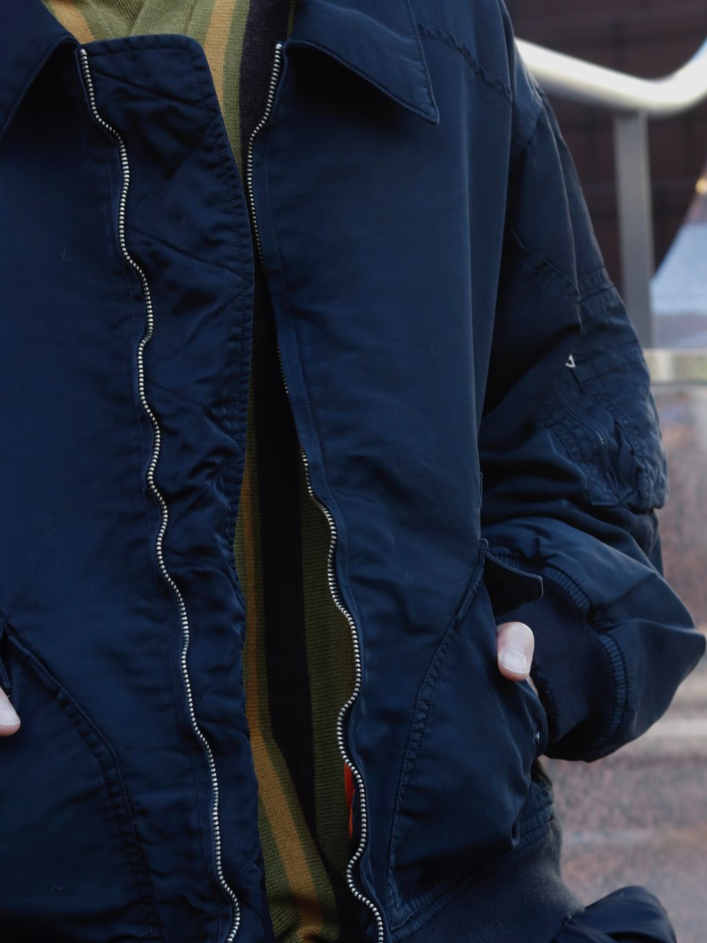 ANCELLM × WISM 別注 FADED BOMBER JACKET EXのコーディネートスナップ