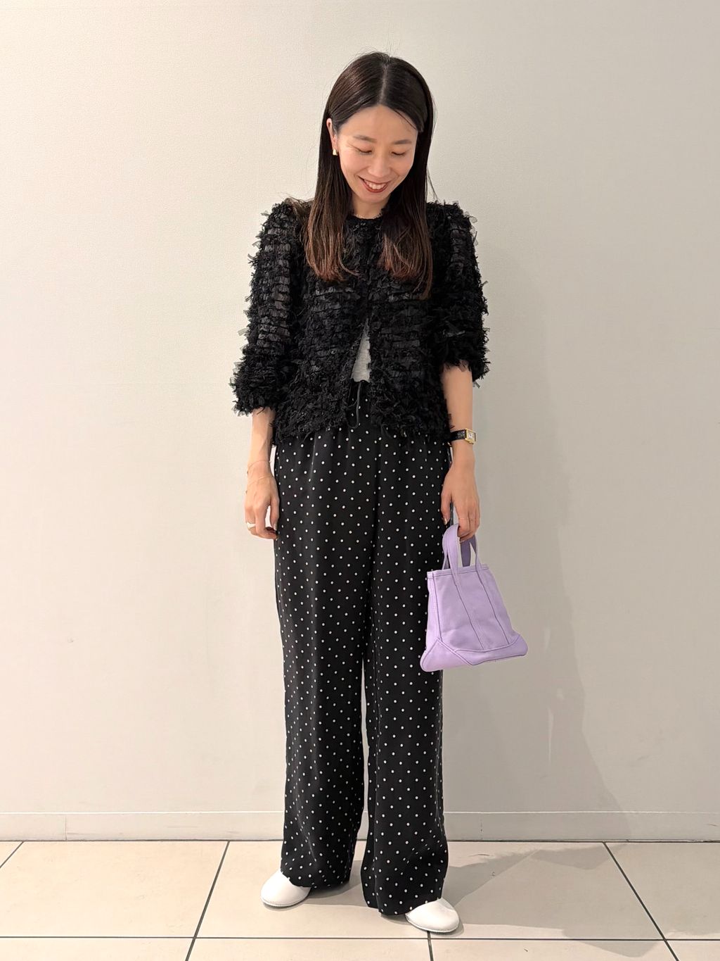 追加予約》チュールテープ カーディガンのコーディネートスナップ（ど