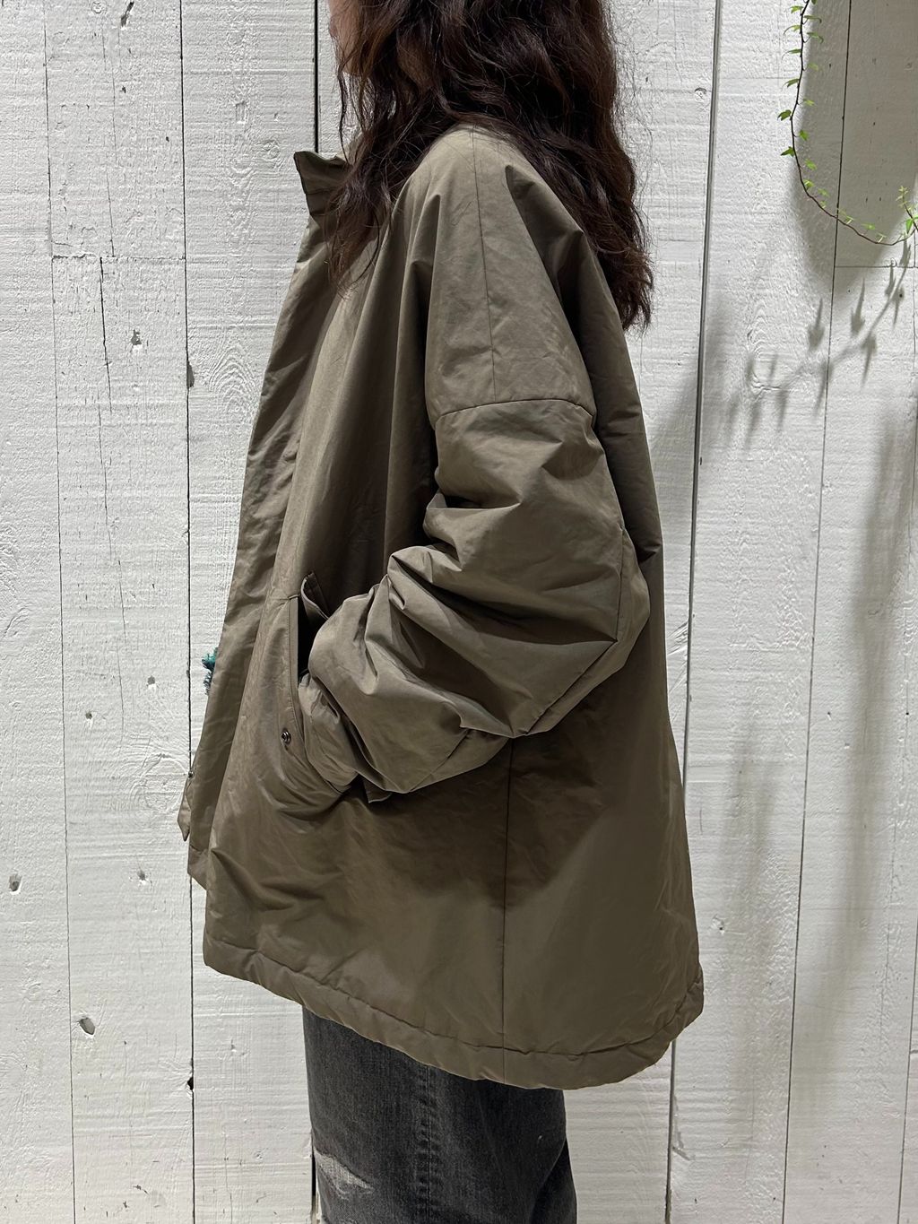 ウェザー スタンドカラーハーフコートのコーディネートスナップ（N.H