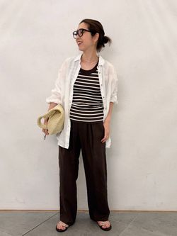 新色有り / 追加》18Gリブニットタンクのコーディネートスナップ（Yuka