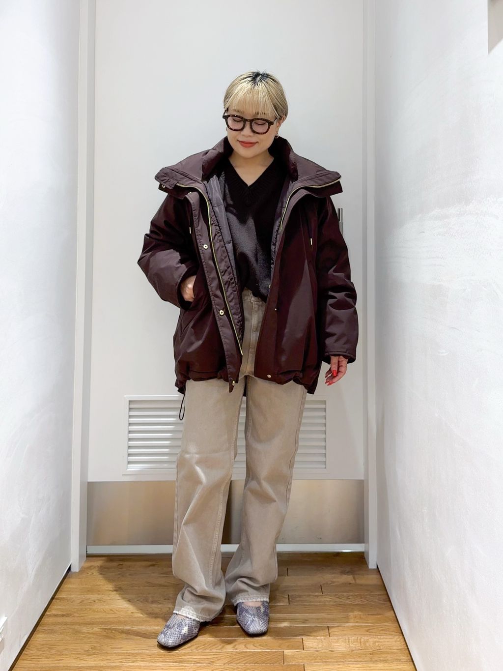 2WAY撥水ダウンハーフコートのコーディネートスナップ（Yoshizawa