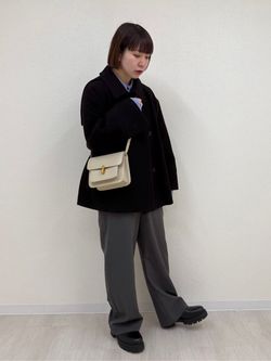 追加》W/Nyモッサステンカラーショートコートのコーディネートスナップ