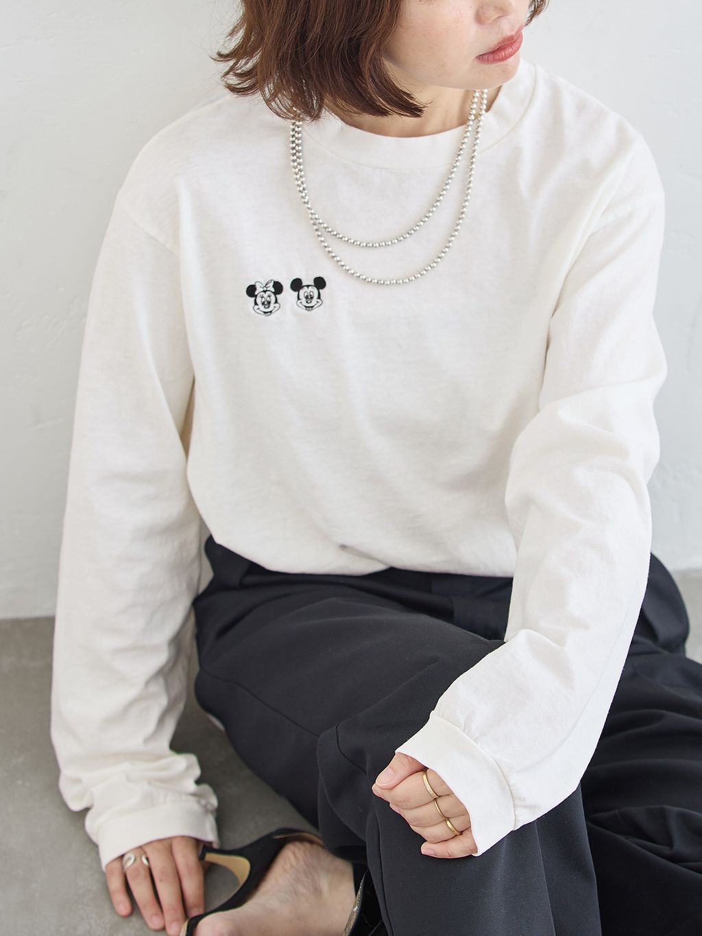 予約》JANE SMITH/ジェーンスミス / MICKEY&MINNIE FACE L/S Tシャツの
