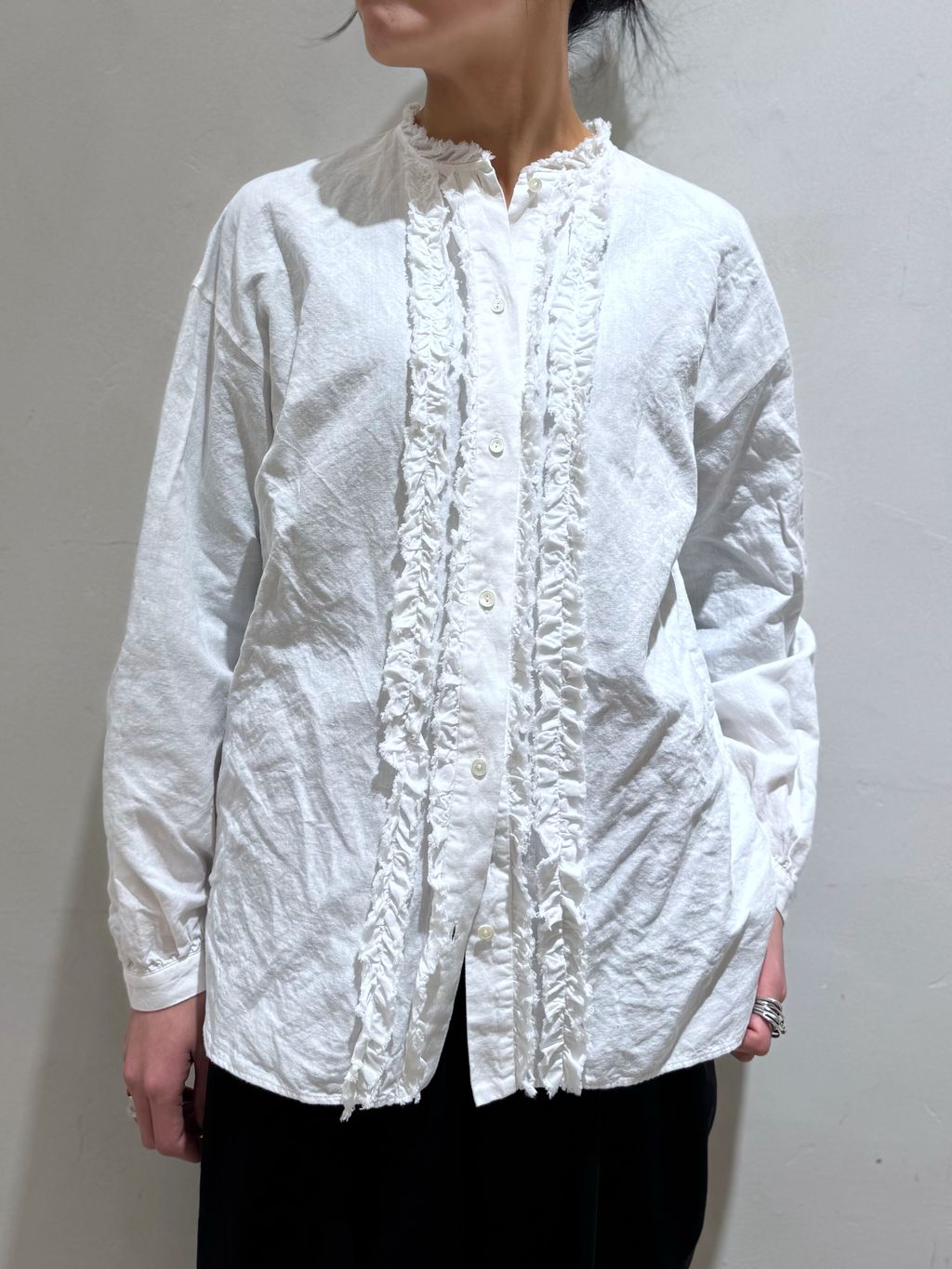 追加》CLシャンブレー フリルブラウスのコーディネートスナップ（Y.K