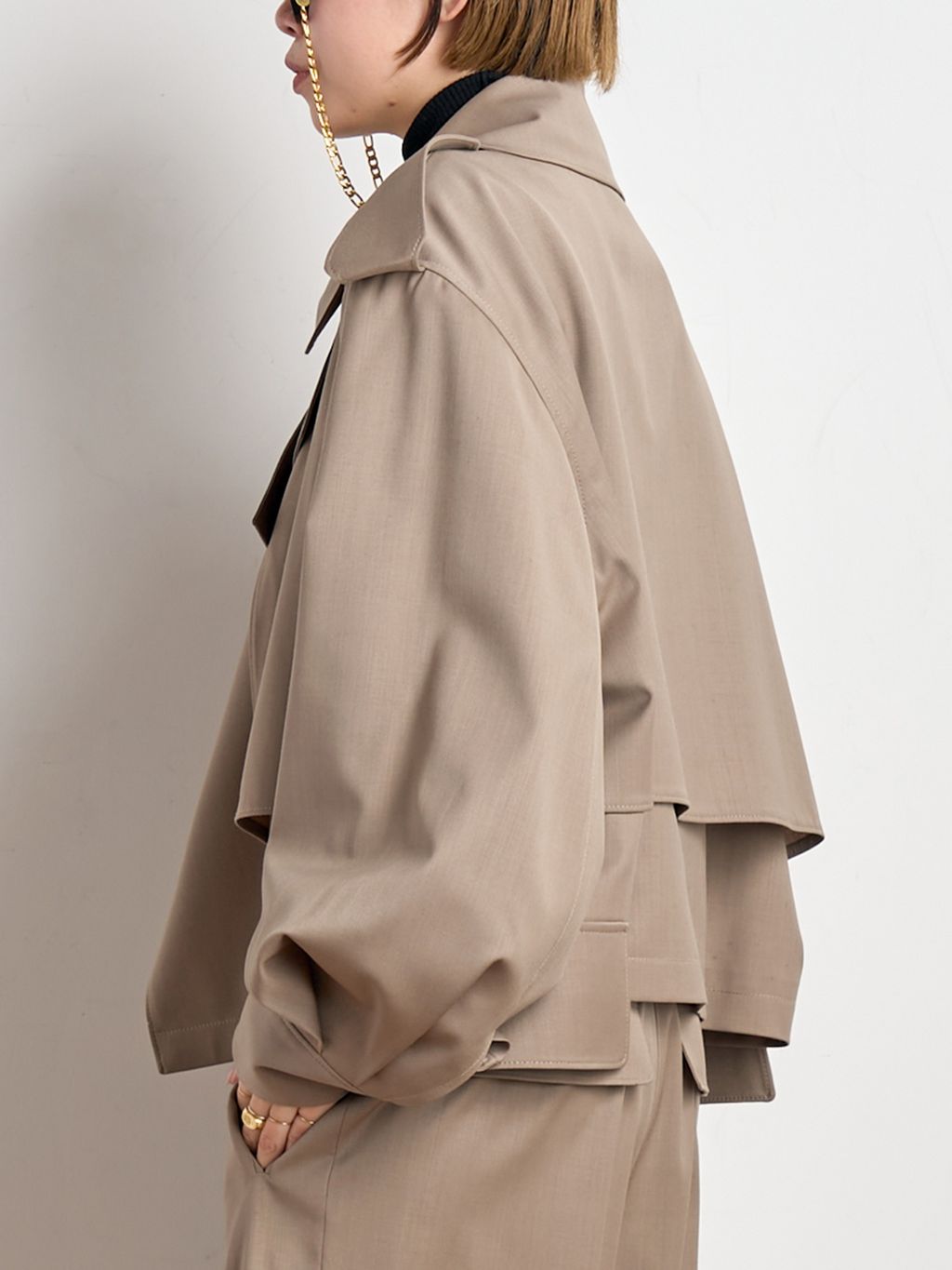 予約》【MINITZ/ミニッツ】別注SHORT TRENCH JACKETのコーディネート