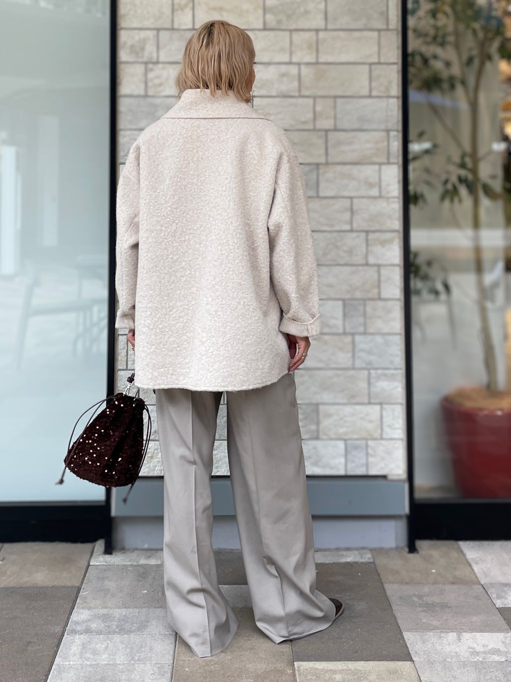 追加》ブークレージャージ着流しコートのコーディネートスナップ