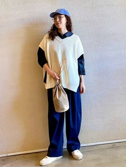 TRツイルストレッチ タックパンツのコーディネートスナップ（OE