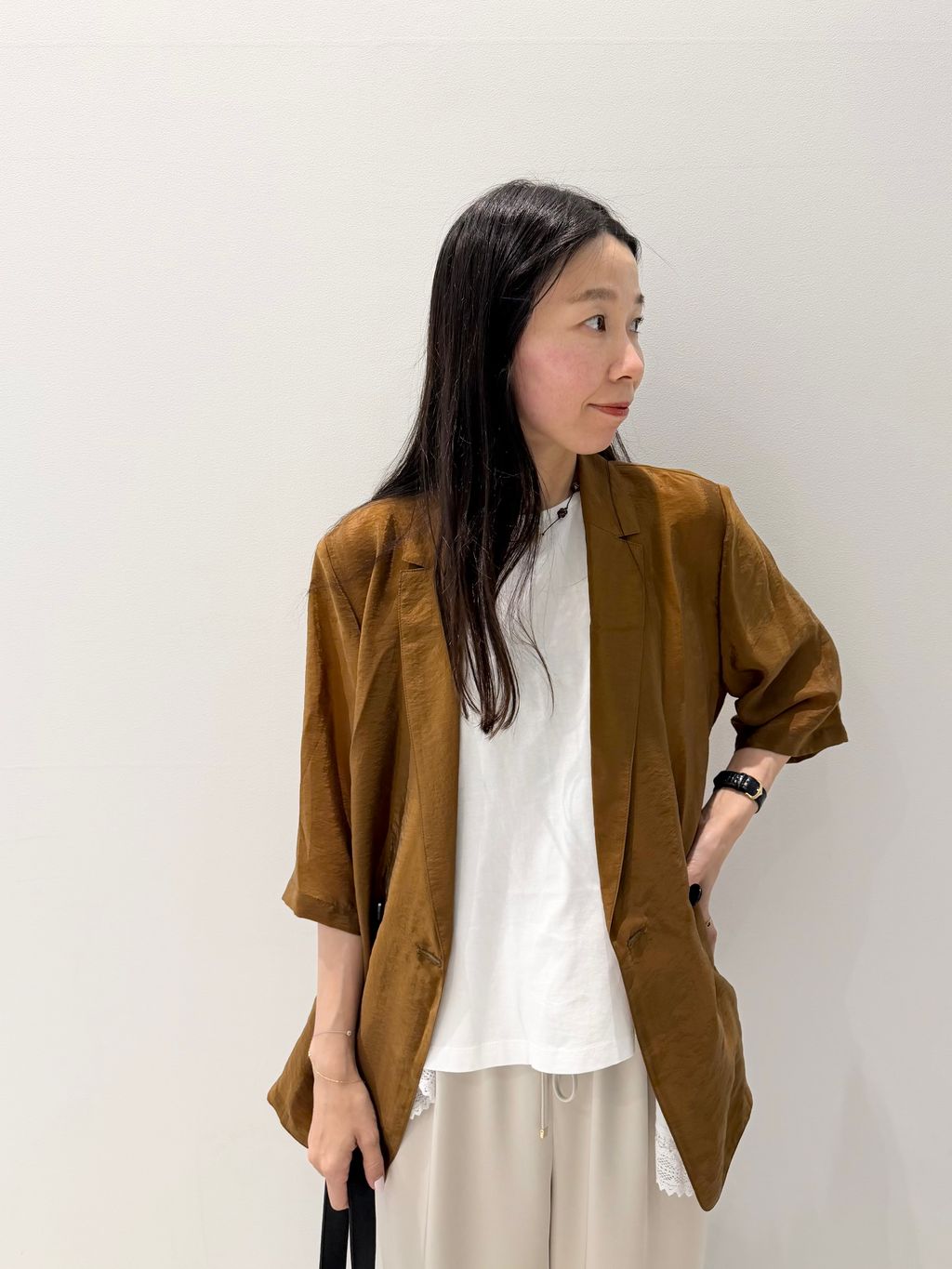 接触冷感》ウォッシャブル シアーショートスリーブジャケットの
