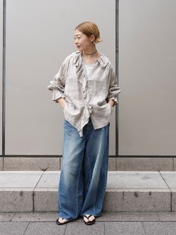 追加》フレンチリネン フリルパフブラウスのコーディネートスナップ