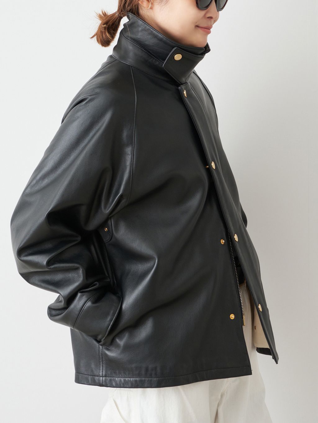 追加 CINQUANTA レザーブルゾンのコーディネートスナップ（MIZU