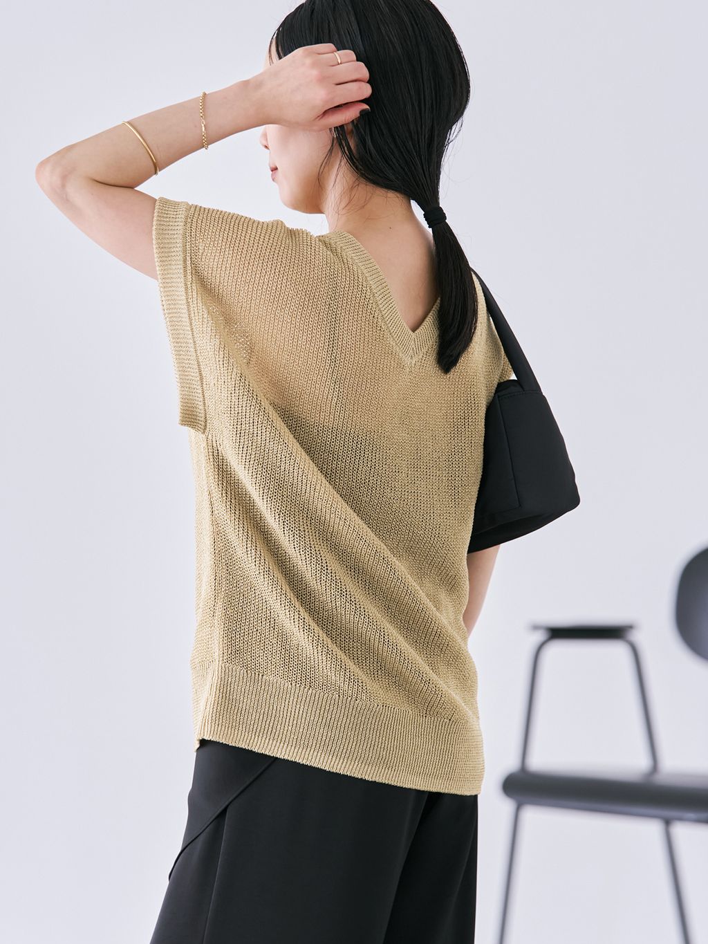 2WAY カタアゼ KNIT ベストのコーディネートスナップ（midori）｜Plage