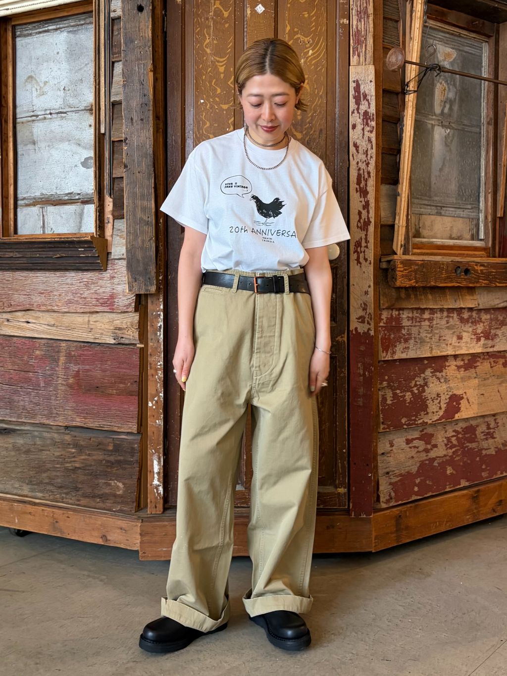 chimala】DYED BLACK CANVAS VESTのコーディネートスナップ（Y.S