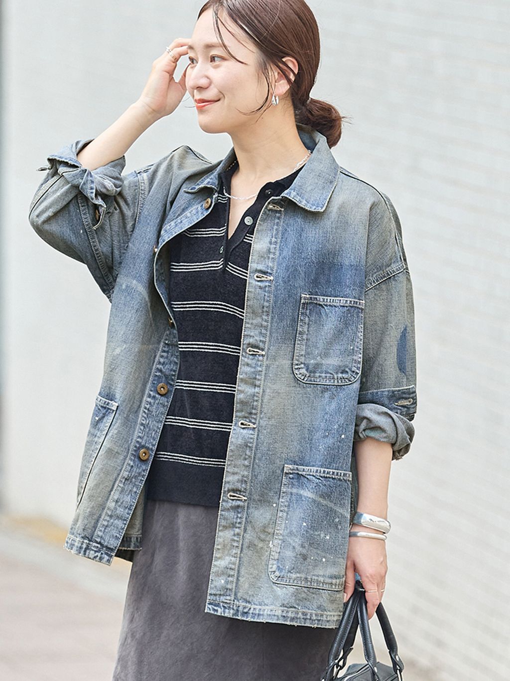 予約》10.7OZ DENIM COVERALLSのコーディネートスナップ（chizu