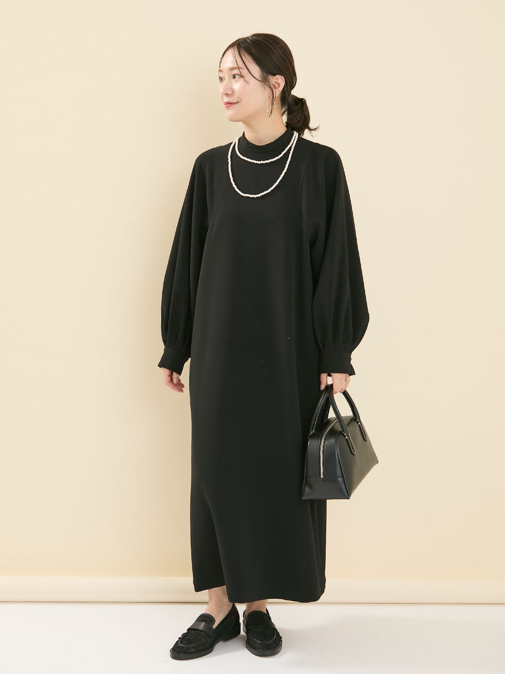 WEB限定追加予約》ダブルクロスロングワンピースのコーディネート