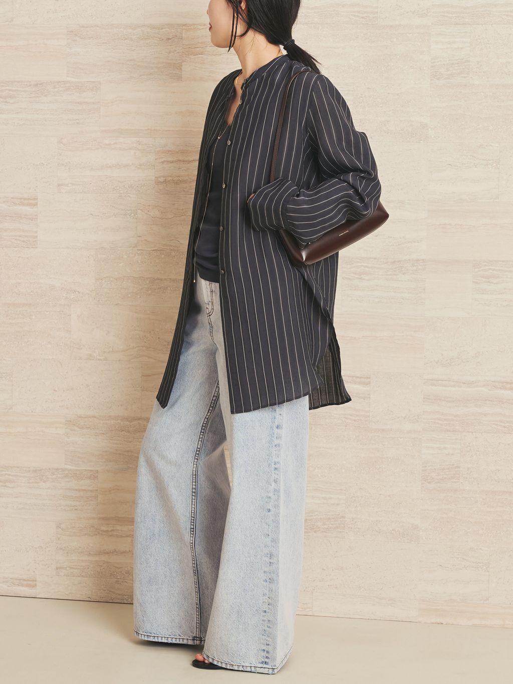 R'IAM シアーストライプシャツのコーディネートスナップ（risa