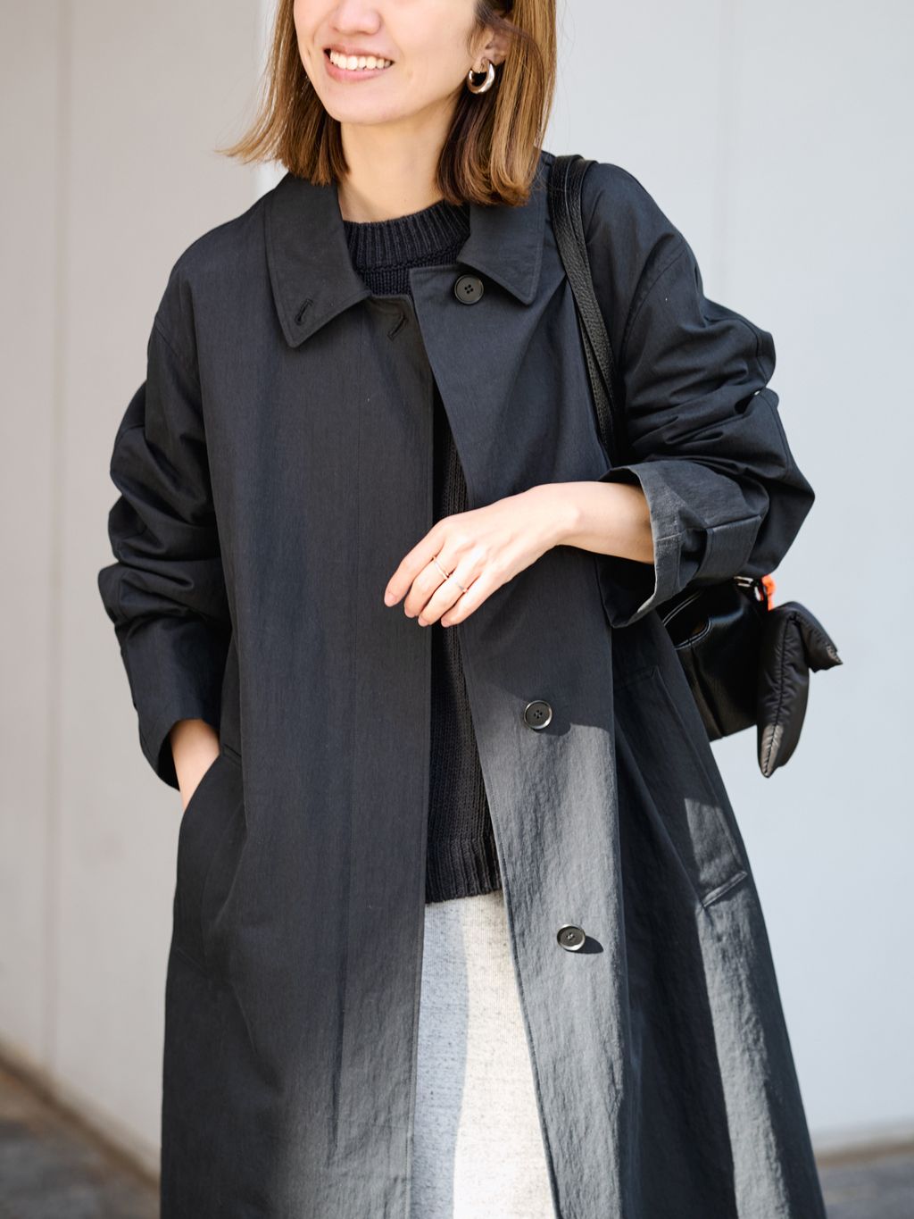 コットンナイロンステンコートのコーディネートスナップ（tomo