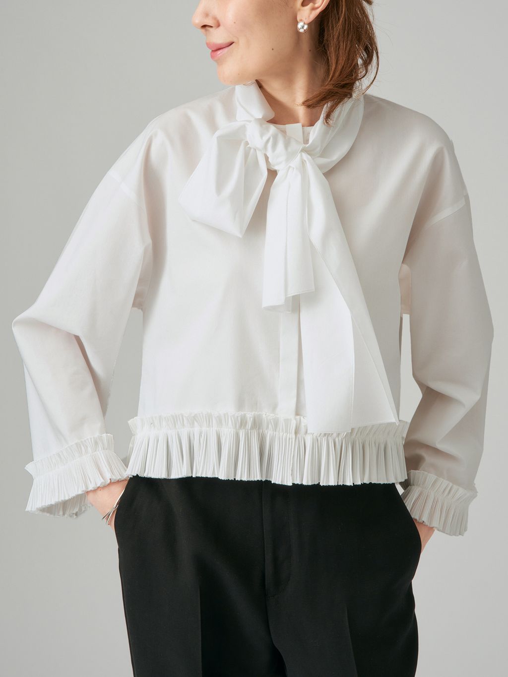 美品VERMEIL par iena VERMEILプリントブラウスボウタイ 予約》プリーツボウタイブラウスのコーディネートスナップ（VERMEIL