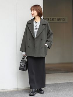 WEB限定》尾州ウールショートPコートのコーディネートスナップ（misato