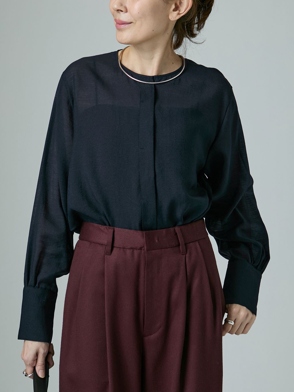 VERMEIL par iena シアーブラウス ネイビー VERMEIL par iena ブラウス シャツ 「追加」シアーブラウス レディース