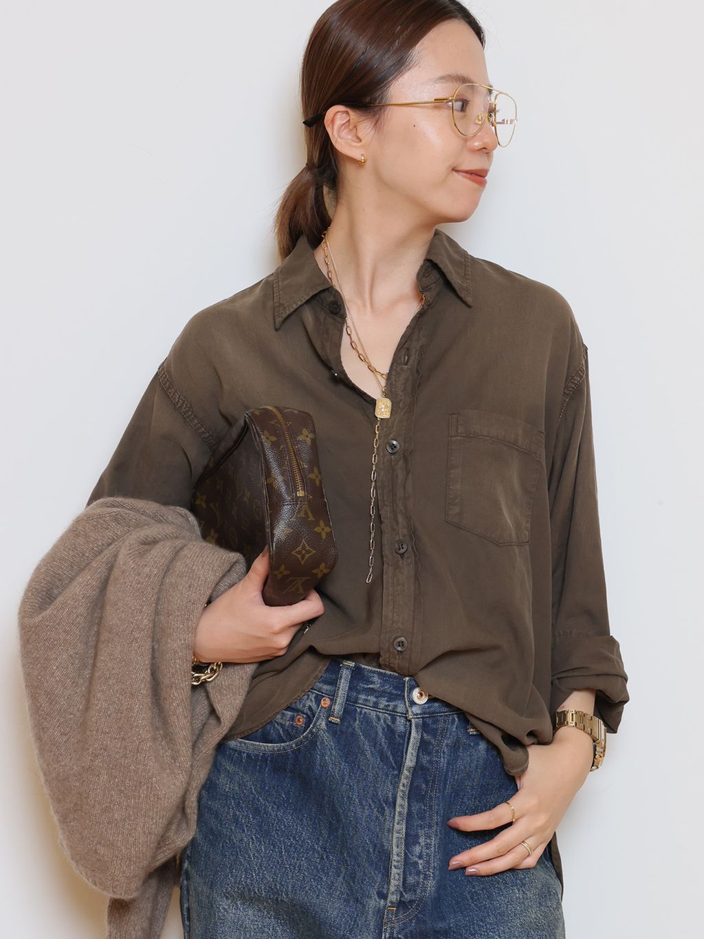 HERILL/ヘリル】 DOBBY WORK シャツのコーディネートスナップ（HASE