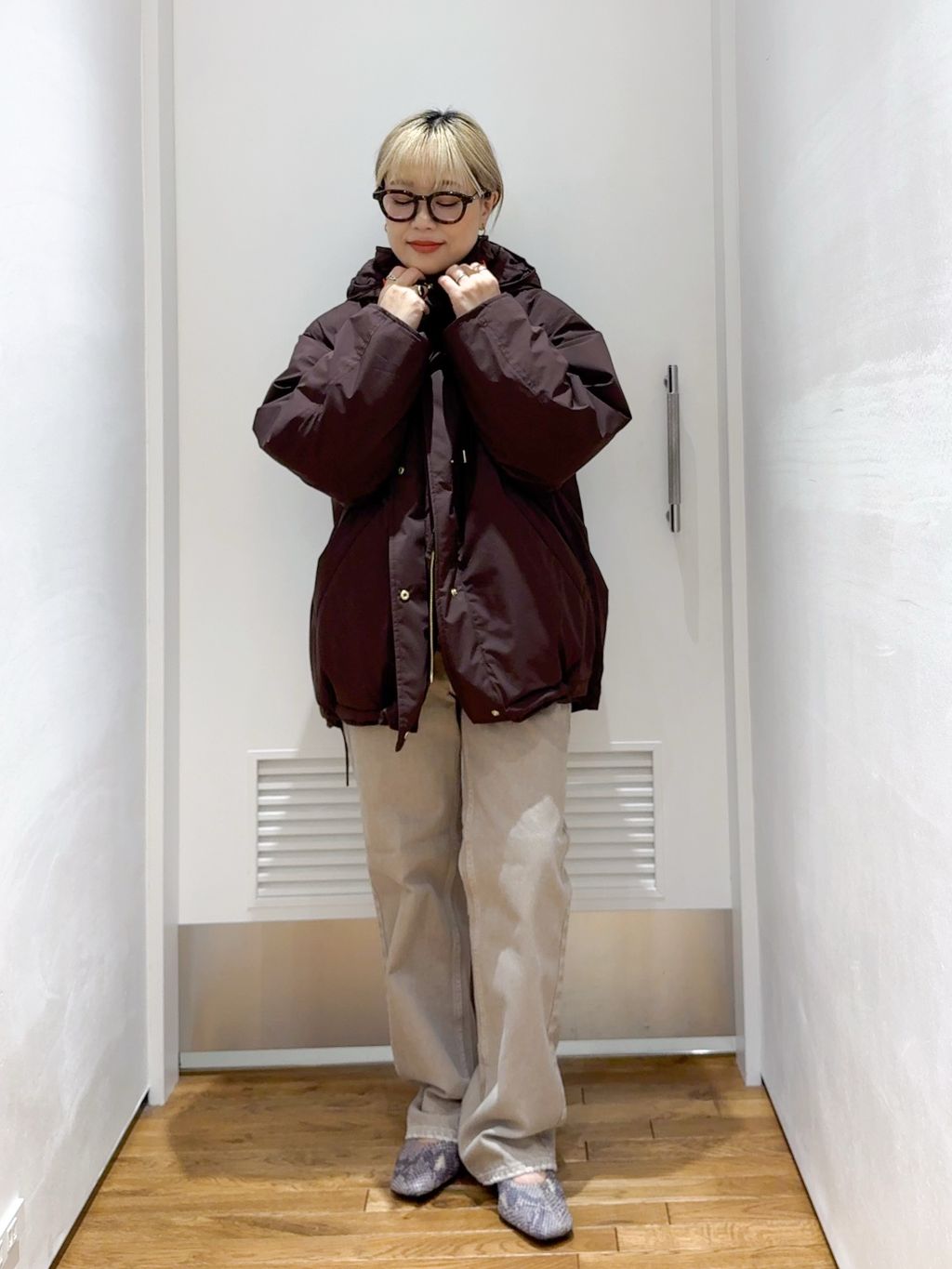 2WAY撥水ダウンハーフコートのコーディネートスナップ（Yoshizawa