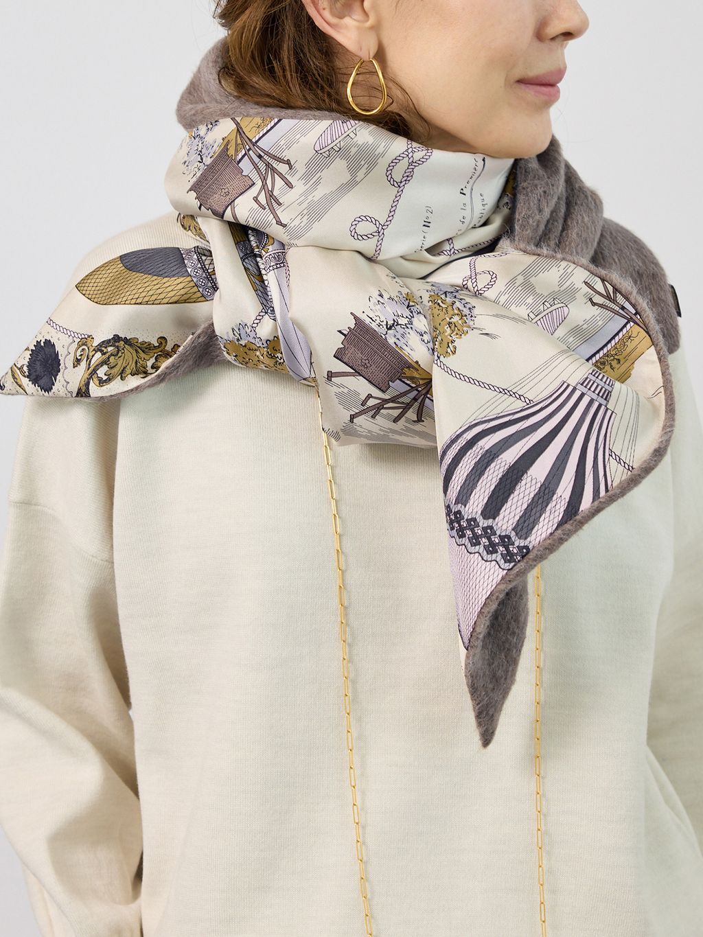 予約》manipuri シルクWマフラー 41x190cm 0163339001/007の