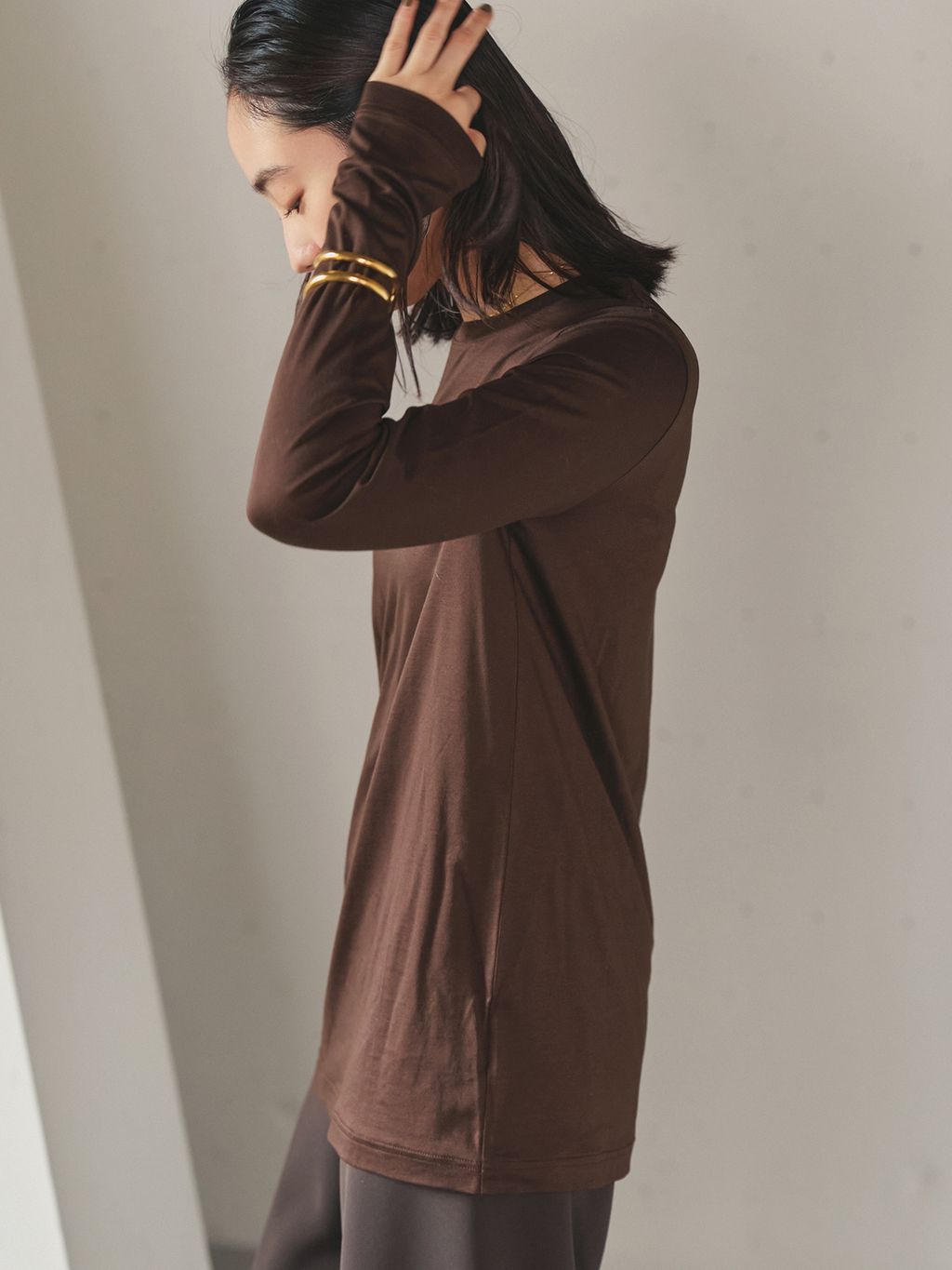 loose fit nuance long Tシャツのコーディネートスナップ（mizuka