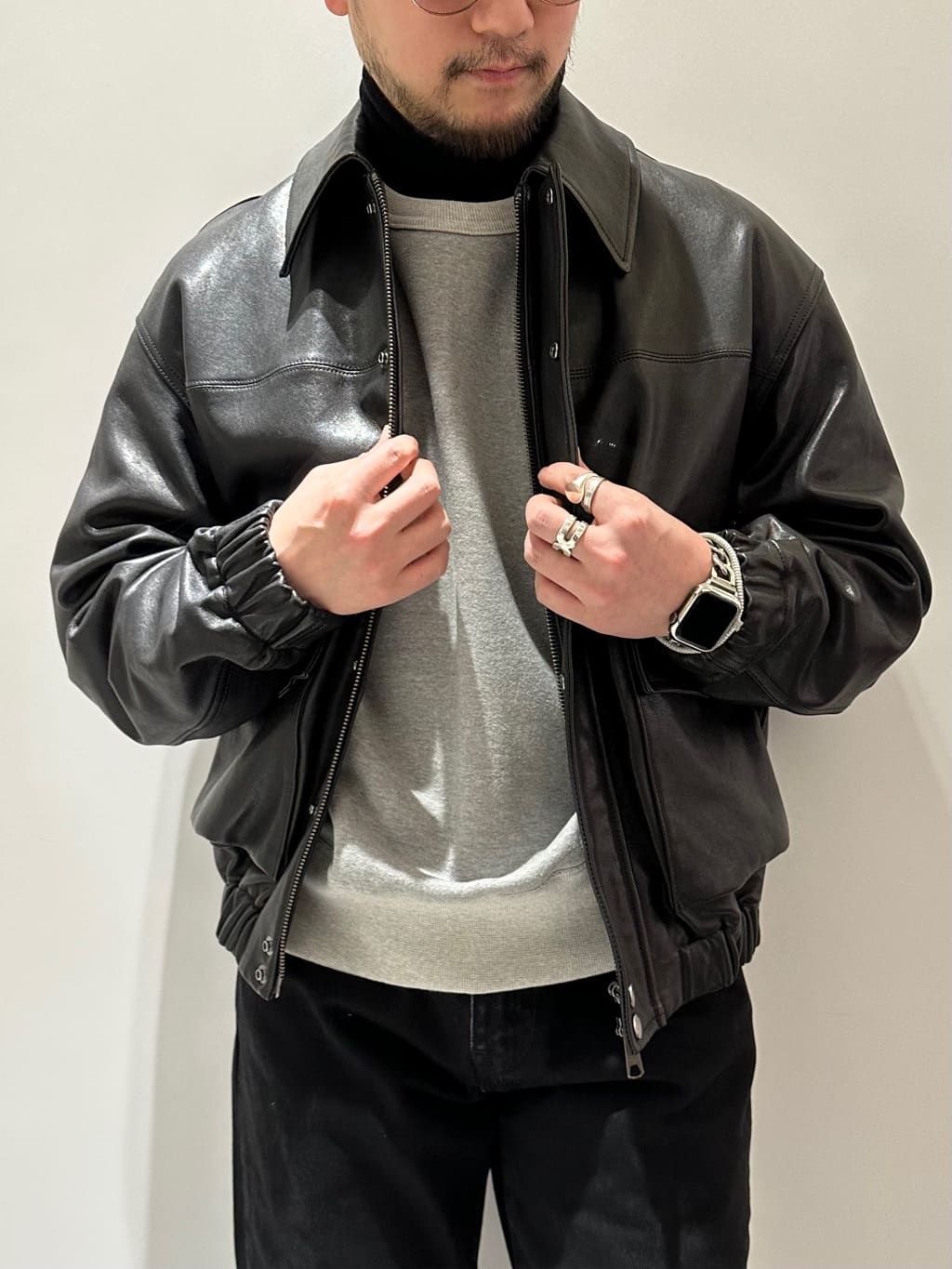 再入荷》A2 レザーショートブルゾンのコーディネートスナップ（ISHII