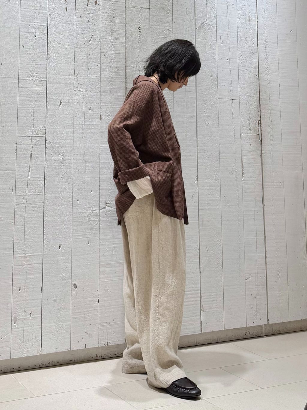journal standard luxeワッシャー ジャケット LCワッシャー ショールカラージャケットのコーディネートスナップ（AT