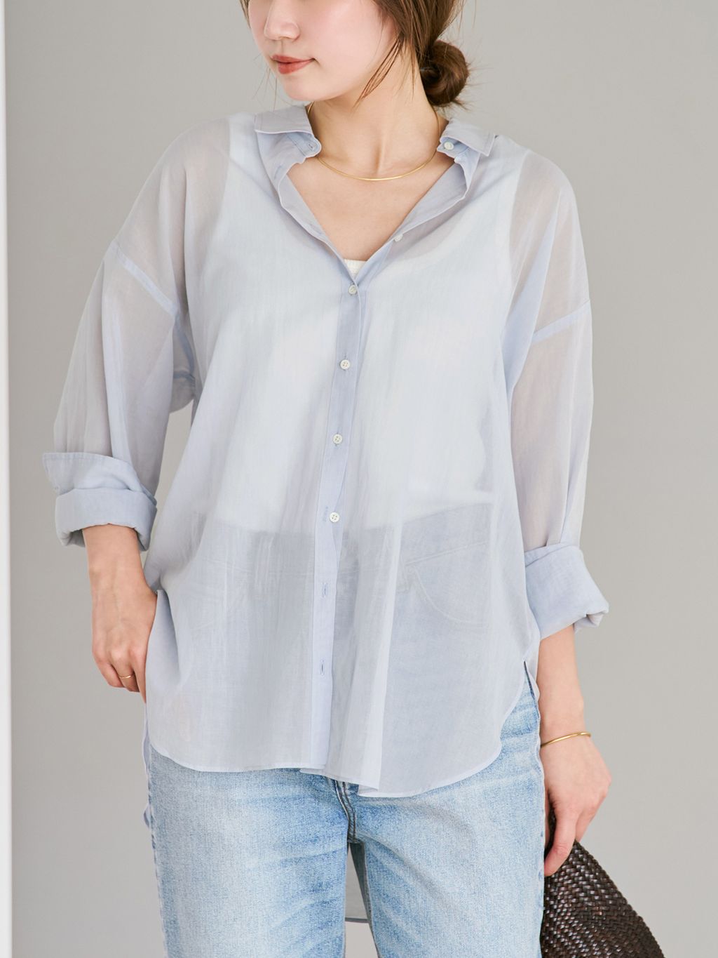 new cotton sheer シャツのコーディネートスナップ（yuzuki）｜Plage