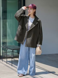 WEB限定》尾州ウールショートPコートのコーディネートスナップ（miyu