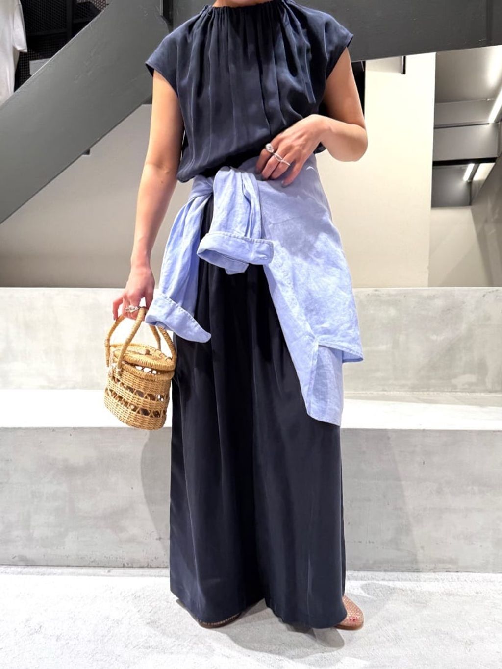 追加2》キュプラギャザーネックオールインワンのコーディネート