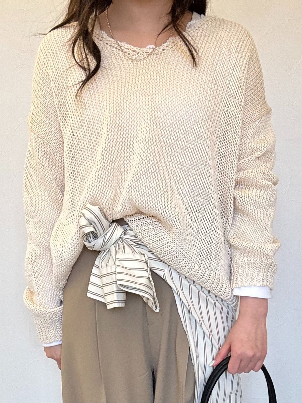 SLOBE IENA ギマヤーンVネックプルオーバー ギマヤーンVネックプルオーバーのコーディネートスナップ（mahiro
