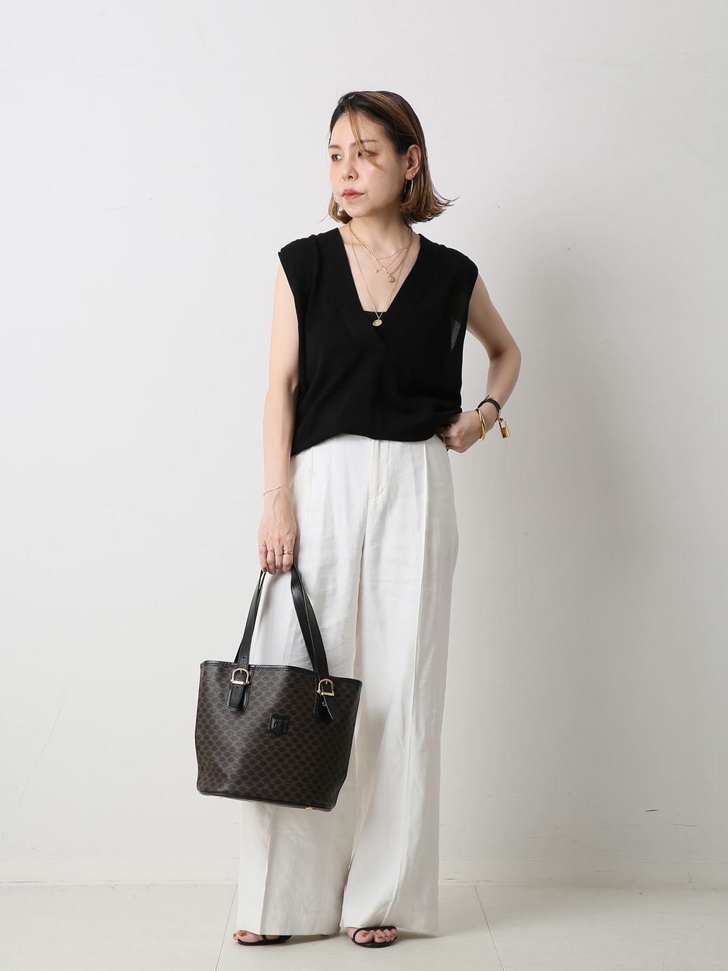 VINTAGE CELINE/セリーヌ】ショルダーバッグ macadamのコーディネート