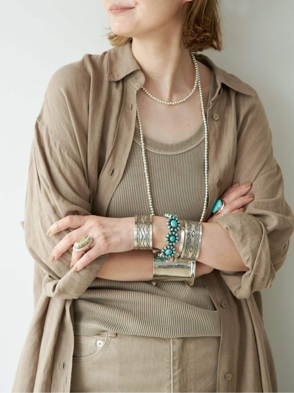 LInen シャツドレスのコーディネートスナップ（MIZU）｜Deuxieme