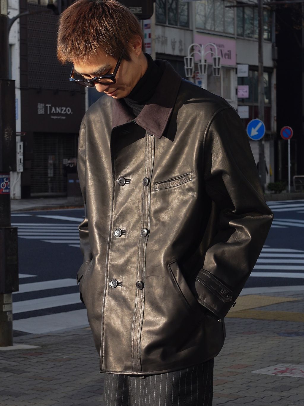 L`etiquette × EDIFICE】Le Corbusier レザー ジャケットの