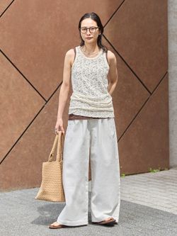 ダブルフェイスコクーンニットジャケットのコーディネートスナップ
