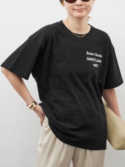 BRAWN/ブラウン】 LOGO Tシャツのコーディネートスナップ（MIZU