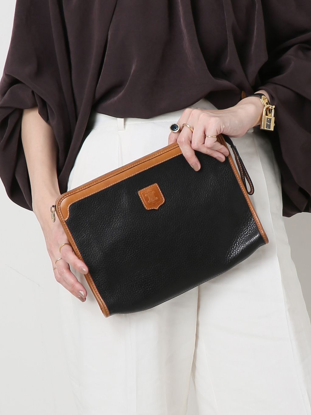 セリーヌ☆クラッチバッグ　バイカラー☆美品☆ヴィンテージ☆ハンドバッグ セリーヌ☆クラッチバッグ バイカラー☆美品☆ヴィンテージ