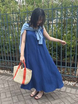 追加9》手洗い可 / リネンレーヨンスリーブレスワンピースの