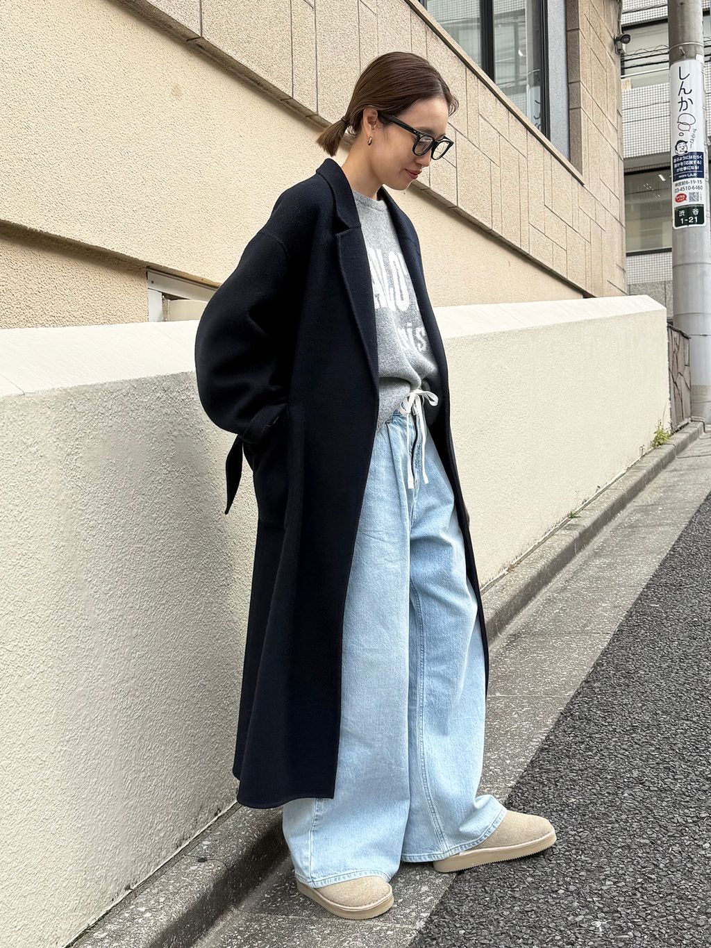 souple wool ダブルフェイスロングコートのコーディネートスナップ