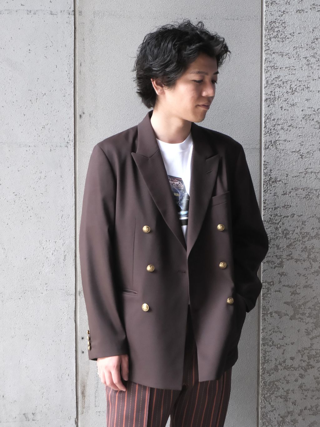 予約》TWツイル ダブル ブレザーのコーディネートスナップ（YU-KI