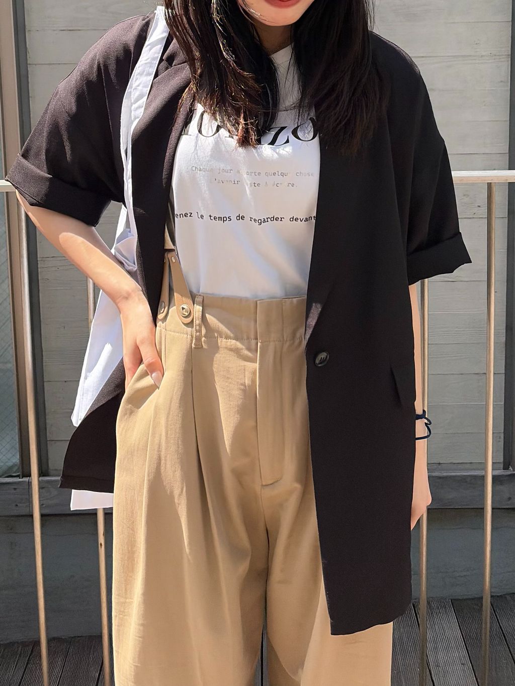 手洗い可 / セルロースチノサスペンダータックトラウザーの
