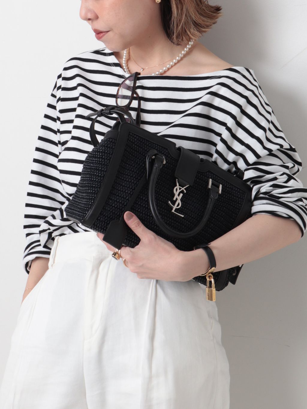 SAINT LAURENT/サンローラン】Baby Cabas 2way raffiaのコーディネート 